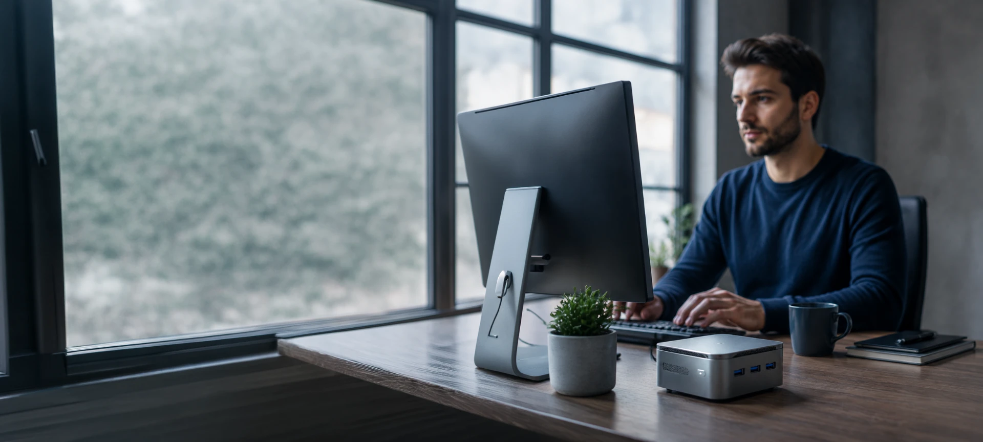 Velace mini PC on a working desk